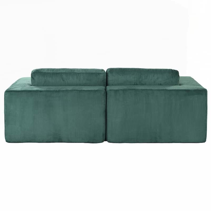 Corduroy Double Sofa Bed with 2 Pillows
