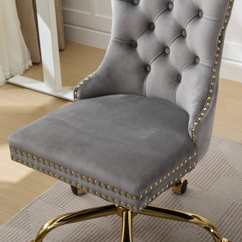 Modern Velvet Upholstered Tufted Button Home Office Chair