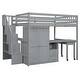 preview thumbnail 80 of 110, Twin/Full Size Loft Bed with Storage Staircase, Wardrobe and Desk, Solid Wood Loft Bedframe with 2 Storage Drawers and Shelves