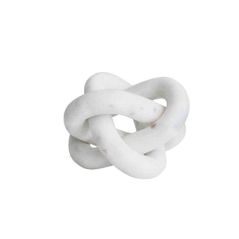 Decorative Interlocking Marble Chain with 3 Links - 6.0"L x 6.0"W x 6.0"H - White