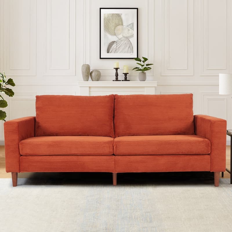 74" Sofas for Living Room, Corduroy Love Seat Couches, Small Couch with 2 Pillow ,, Easy Assembly Sofa for Small Spaces