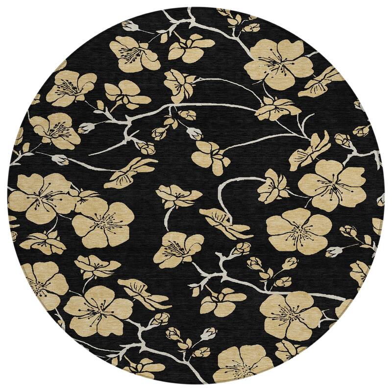 Machine Washable Indoor/ Outdoor Floral Zen Chantille Rug