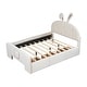 preview thumbnail 42 of 45, Roomfitters Twin/Full Size Velvet Platform Bed with Rabbit-Shaped Headboard, Drawers, Bed-End Storage Pocket
