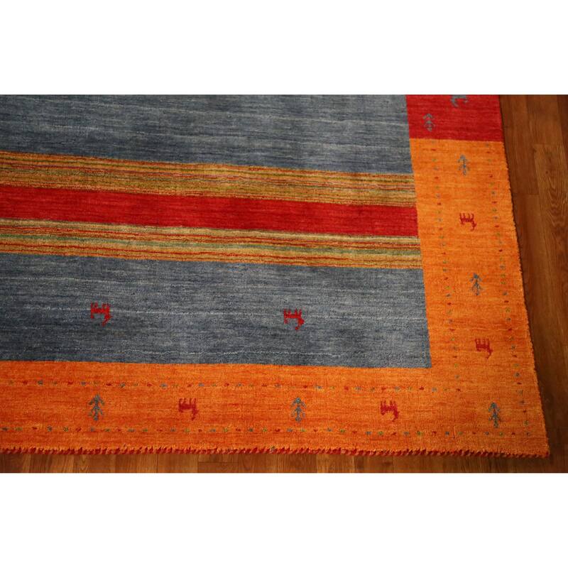 Hand Knotted Oriental 100% Wool Carpet Tribal Animal Pictorial Multi-Colored Gabbeh Area Rug - 9' 9'' X 6' 5''