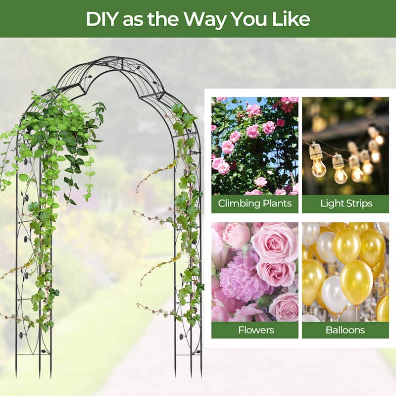Gymax 99'' Tall Garden Arch Arbor Trellis w/6 Combination Ways & 2