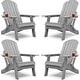 preview thumbnail 17 of 78, WINSOON All Weather HIPS Folding Adirondack Chair with Ottoman, 5-Gear Adjustable Backrest and Retractable Ottoman Set of 4