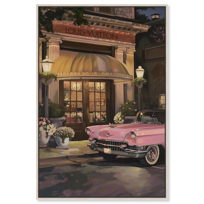 Classic Car Store Visit Canvas by Art Remedy - Silver - 20" x 30"