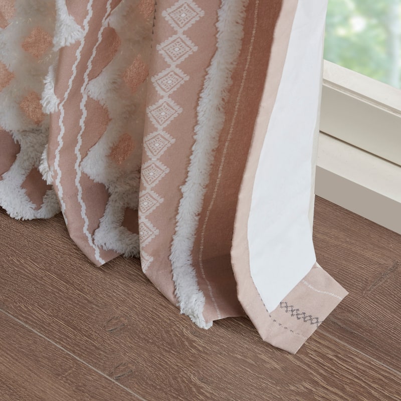 INK+IVY Imani Cotton Printed Single Curtain Panel with Chenille Stripe and Lining
