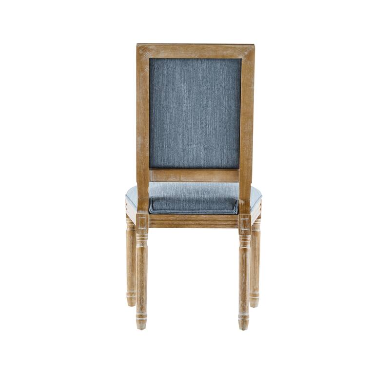 [Set of 2] French Country Dining Chairs - Elegant Cane Backrest & Upholstered Seats with Fluted Legs- Solid Rubberwood Frame