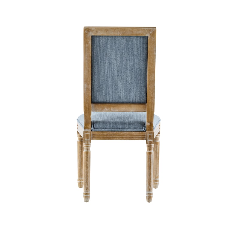 [Set of 4] French Country Dining Chairs - Elegant Cane Backrest & Upholstered Seats with Fluted Legs- Solid Rubberwood Frame