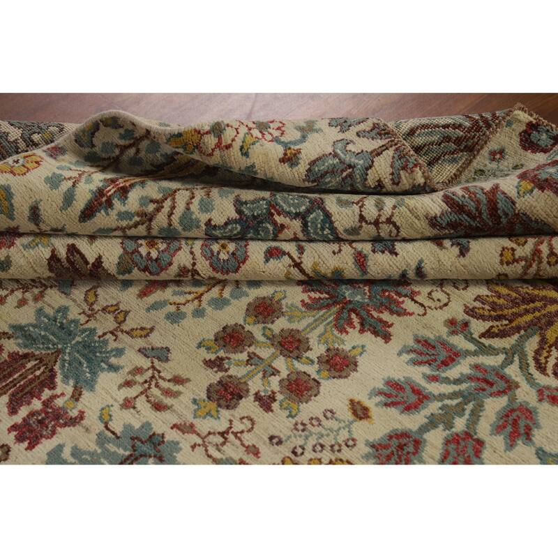 Hand Knotted Oriental 100% Wool Carpet Traditional All-Over Beige & Ivories Ziegler Area Rug - 7' 8'' X 5' 7''