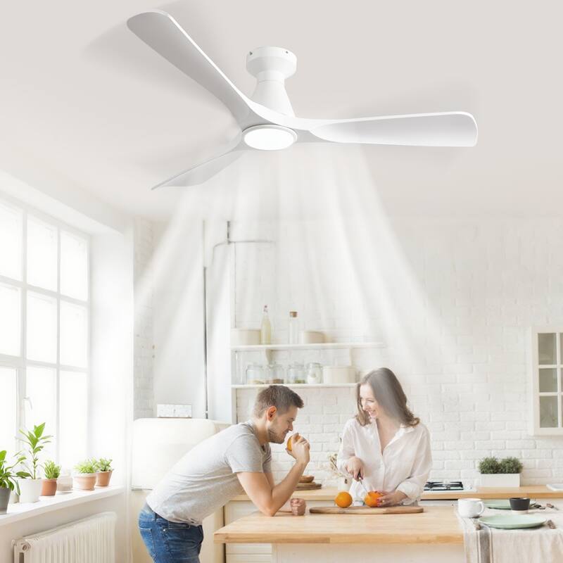 Ceiling Fans with Lights and APP: Flush Mount Low Profile Ceiling Fan for Bedroom - Dimmable Indoor Outdoor Fan