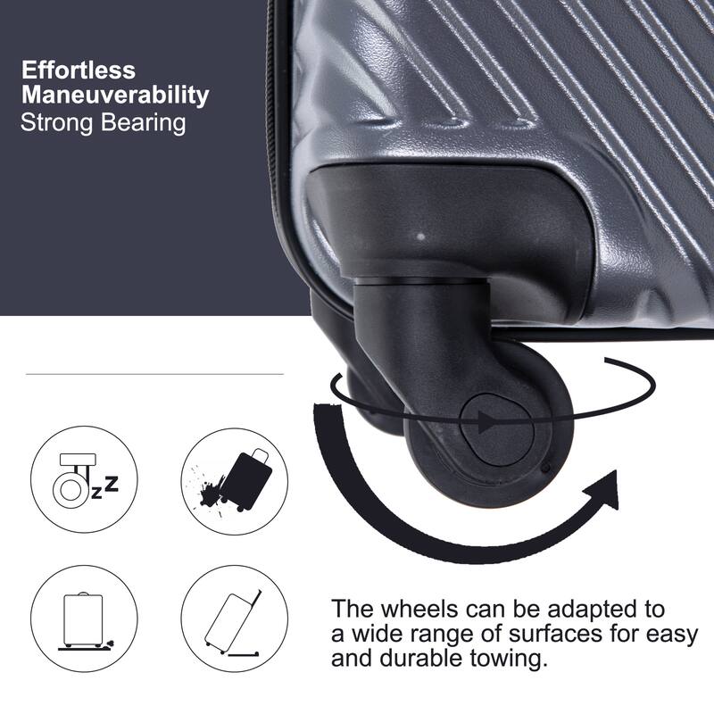 Merax 3 Piece ABS+PC Hardside Lightweight Luggage Sets with Two Hooks and Spinner Wheels, for Family Travel