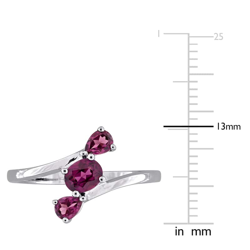 Miadora Multi-Gem Three Stone Bypass Ring Sterling Silver