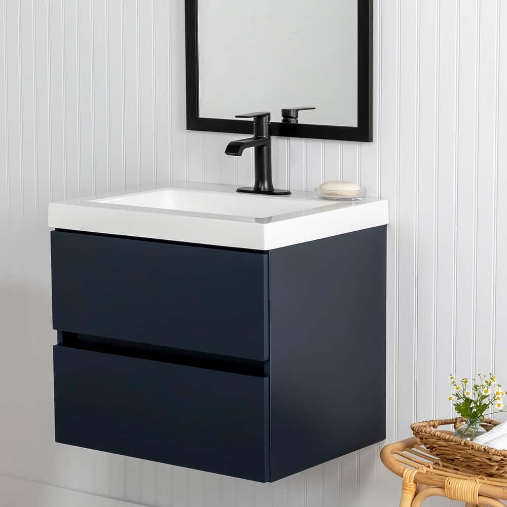 Spring Mill Cabinets Innes 24.5" 2-Drawer Floating Bathroom Vanity With White Sink Top - 24.5 in.