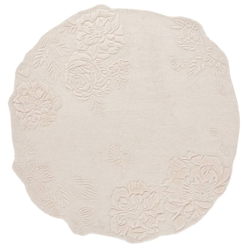 SAFAVIEH Handmade Mykonos Þorbjorg Modern Wool Rug - 6' Round - Ivory