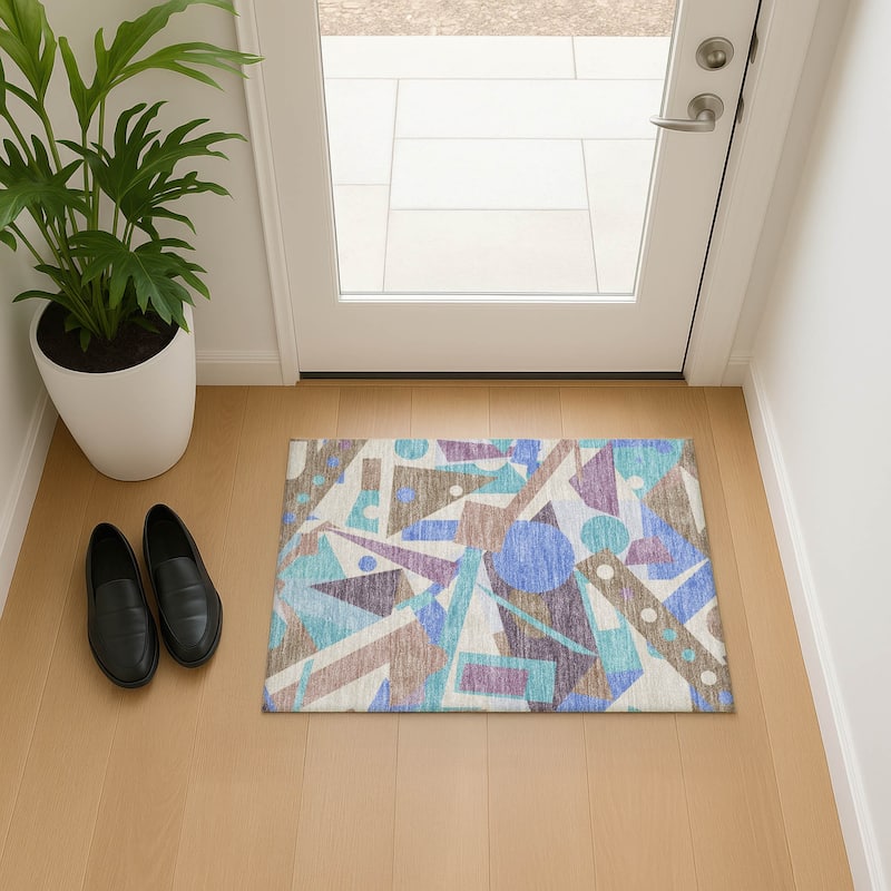 Premium Washable Super Soft Casual Contempoary Mayfield Rug - Mocha - 1'8" x 2'6"