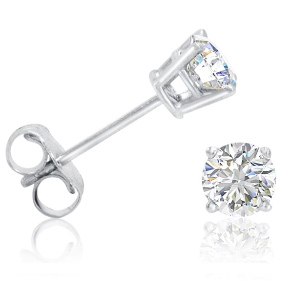 Amanda Rose AGS Certified 1/2ct tw Round Diamond Stud Earrings in 14K White Gold