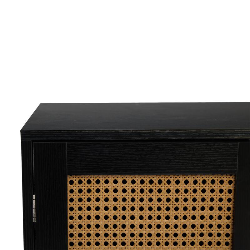 Rattan Accent Cabinet Storage Sideboard Buffet with 4 Doors