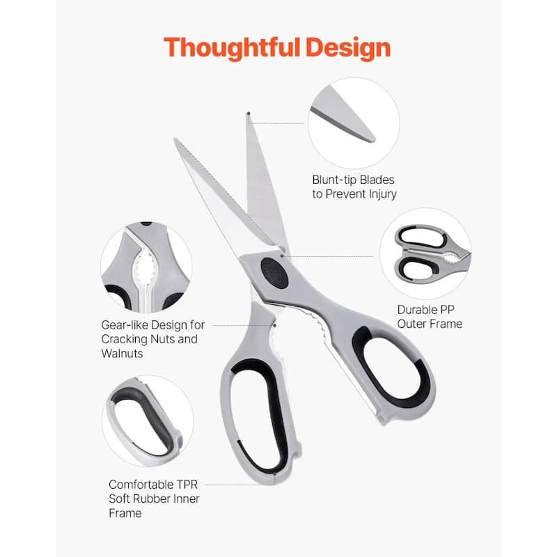 Versatile Stainless Steel Kitchen Scissors with Sheath for Precision Cuts Included Plastic Sheath