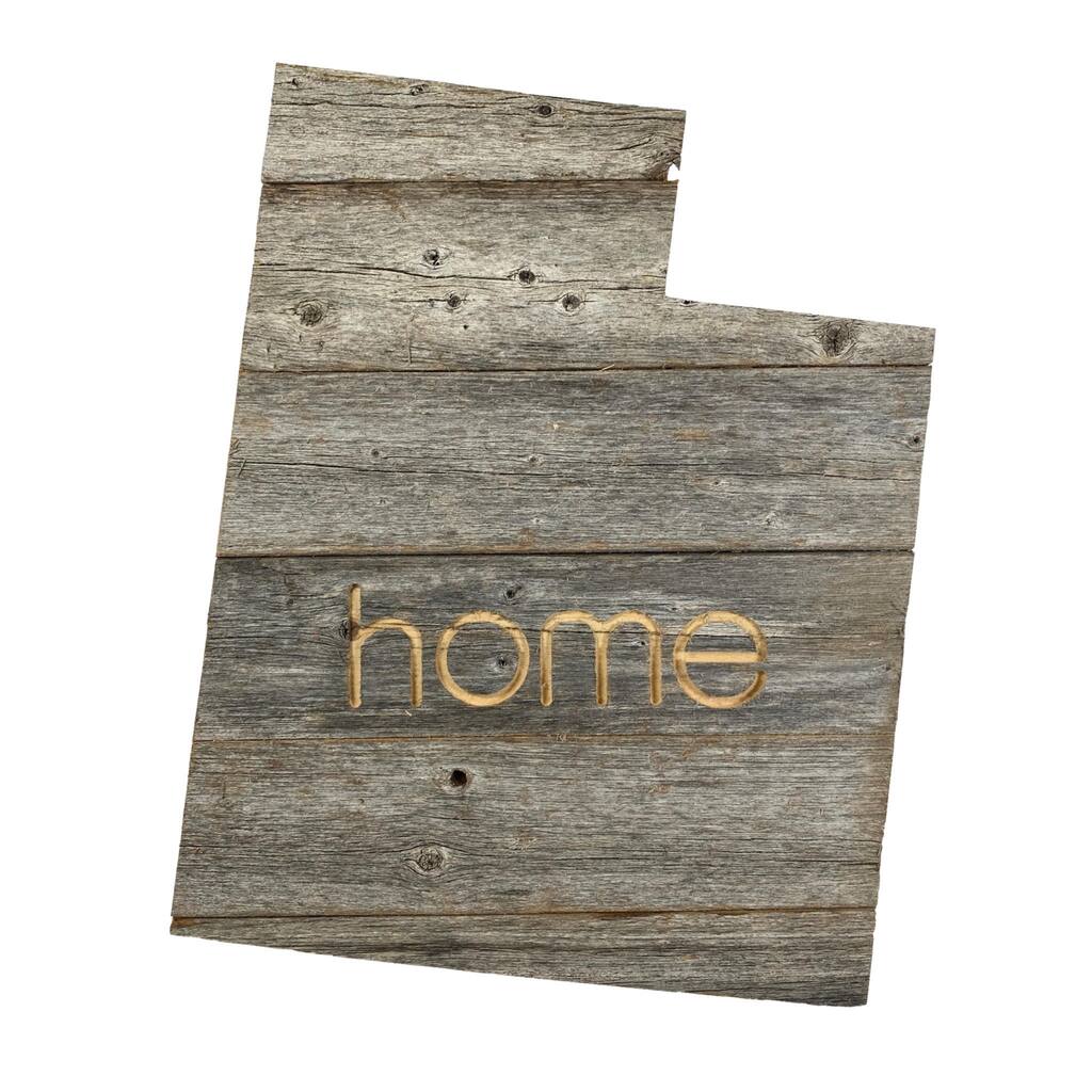 Large Rustic Farmhouse Utah Home State Reclaimed Wood Wall Sign