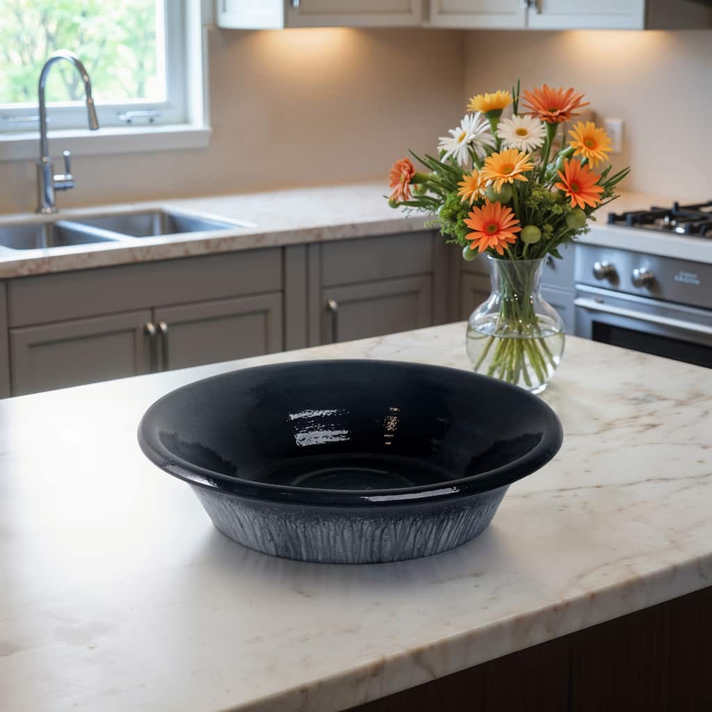 Modern Decorative Bowl With Tapered Shape - 18", Blue - 18.0"