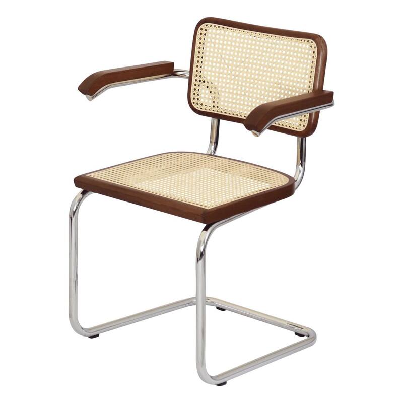 Breuer Chair Company Marcel Breuer Cesca Cane Cantilever Armchair Arm Chair w/ Chrome Steel Frame (Various Wood & Cane Colors)