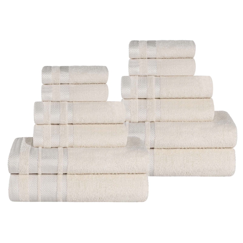 Superior Hays Cotton Medium Weight 12 Piece Bathroom Towel Set