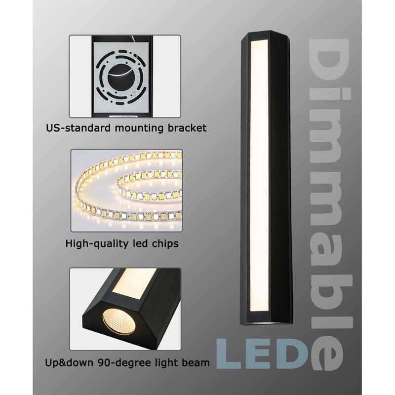 Modern Dimmable LED Outdoor Wall Sconce, 3000K Warm White
