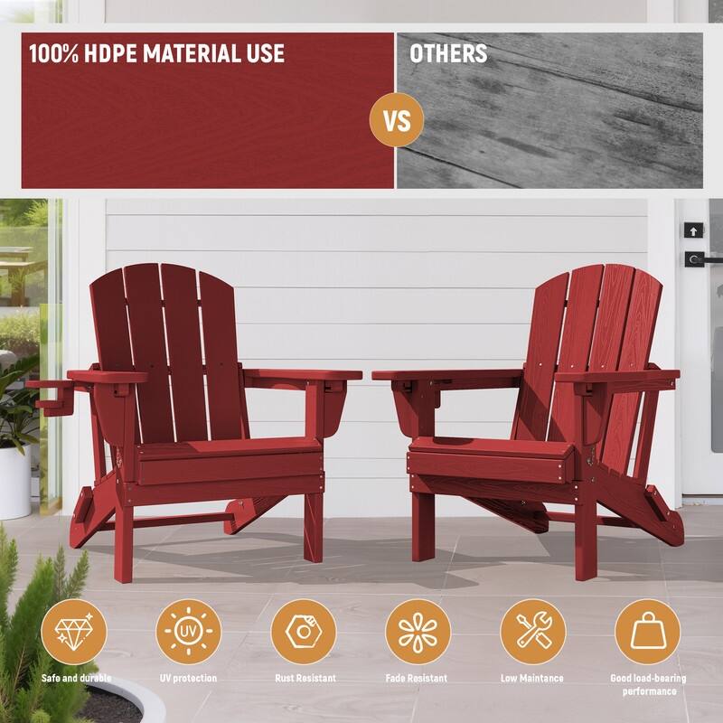 3-Position Reclining Folding Outdoor Chair – PE Wood Grain, Weather-Resistant