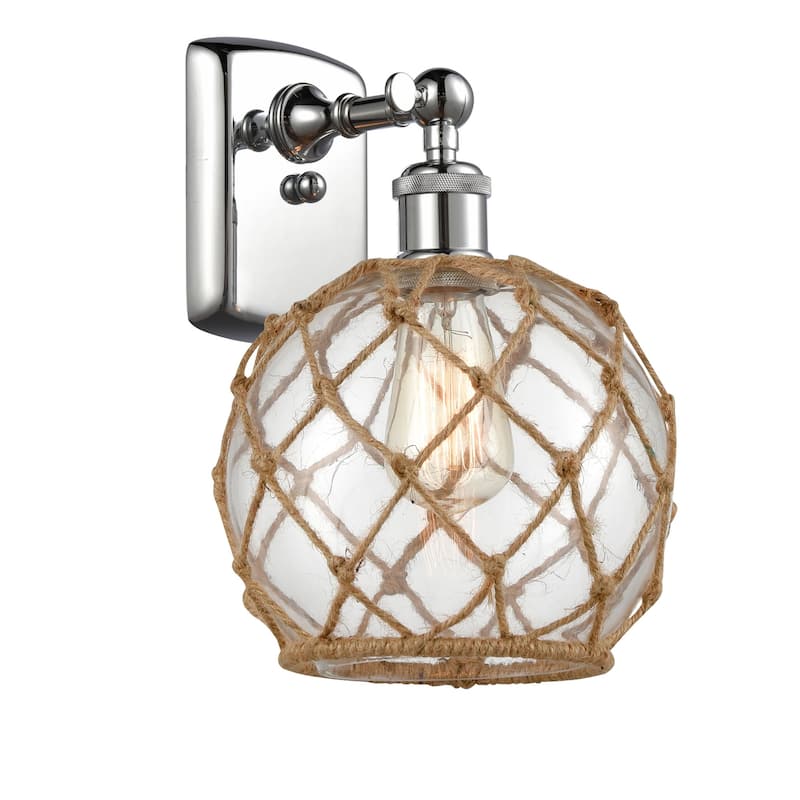 Innovations Lighting Farmhouse Rope 13" Tall Bathroom Sconce - Polished Chrome / Clear / Black