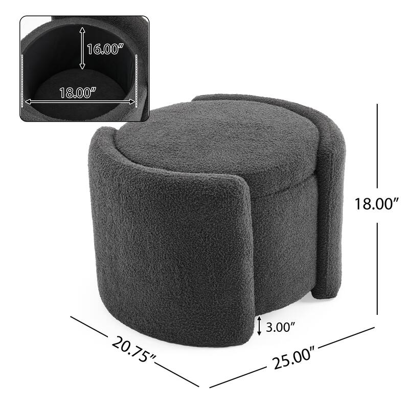 Christopher Knight Home - Sophia Cozy Lamb Fleece Round Storage Ottoman: Comfort Meets Practicality