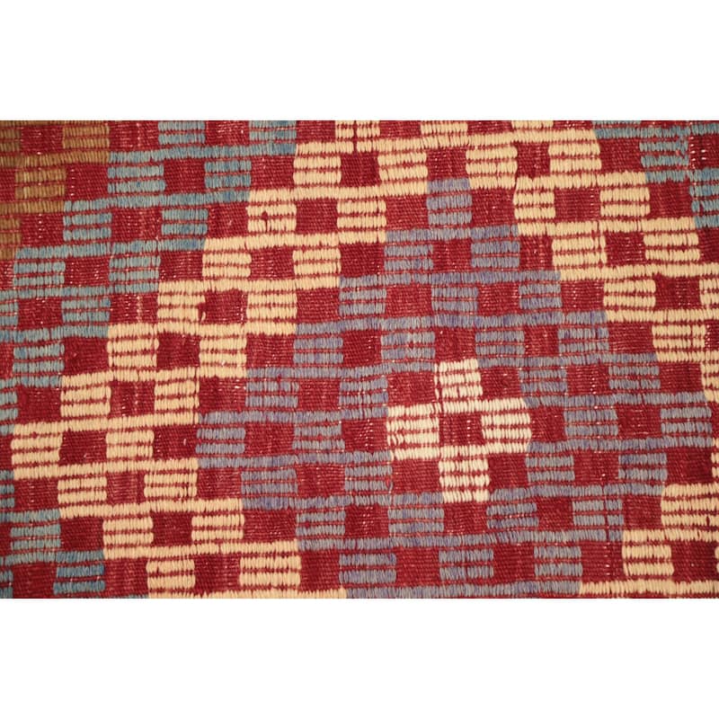 Hand Woven Oriental 100% Wool Carpet Southwestern Tribal Multi-Colored Kilim Area Rug - 9' 4'' X 6' 1''