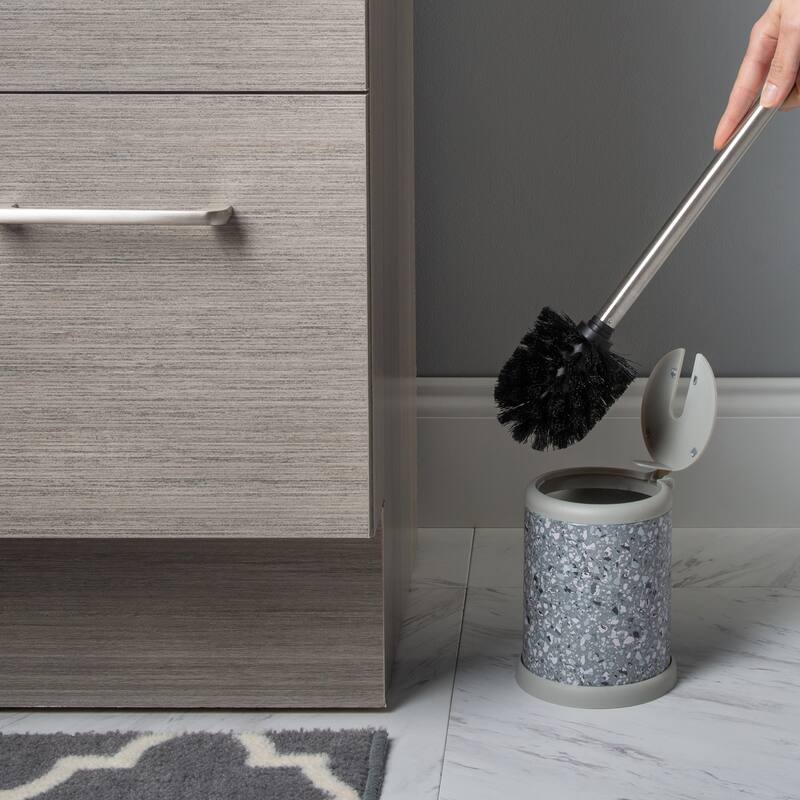 Bath Bliss 2 Pack Self Closing Lid Toilet Brush and Holder