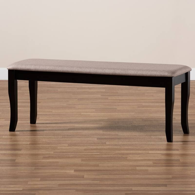 Cornelie Modern and Contemporary Transitional Fabric Upholstered and Dark Brown Finished Wood Dining Bench