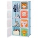 preview thumbnail 1 of 28, Costway 8-Cube Kids Wardrobe Baby Dresser Bedroom Armoire Clothes Blue