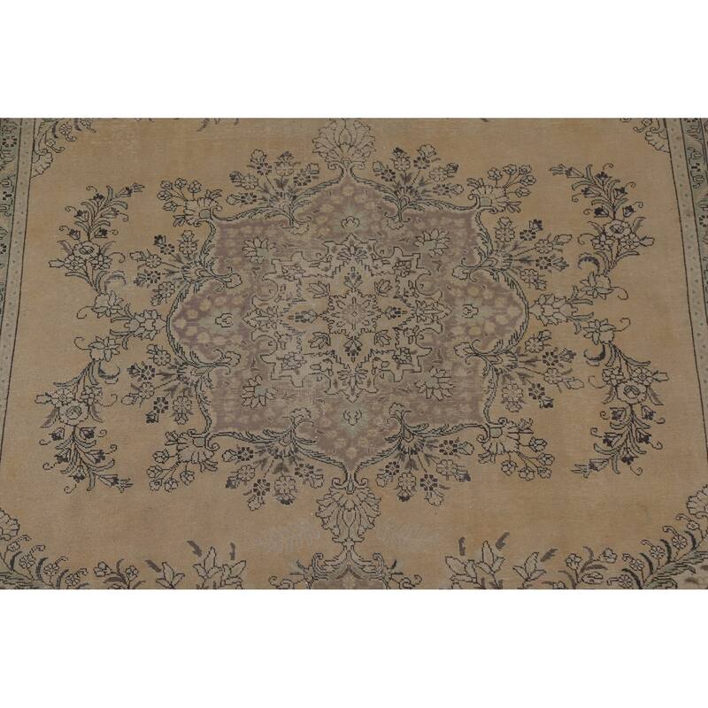 Distressed Tabriz Persian Vintage Area Rug Handmade Wool Carpet - 9'6" x 12'9"