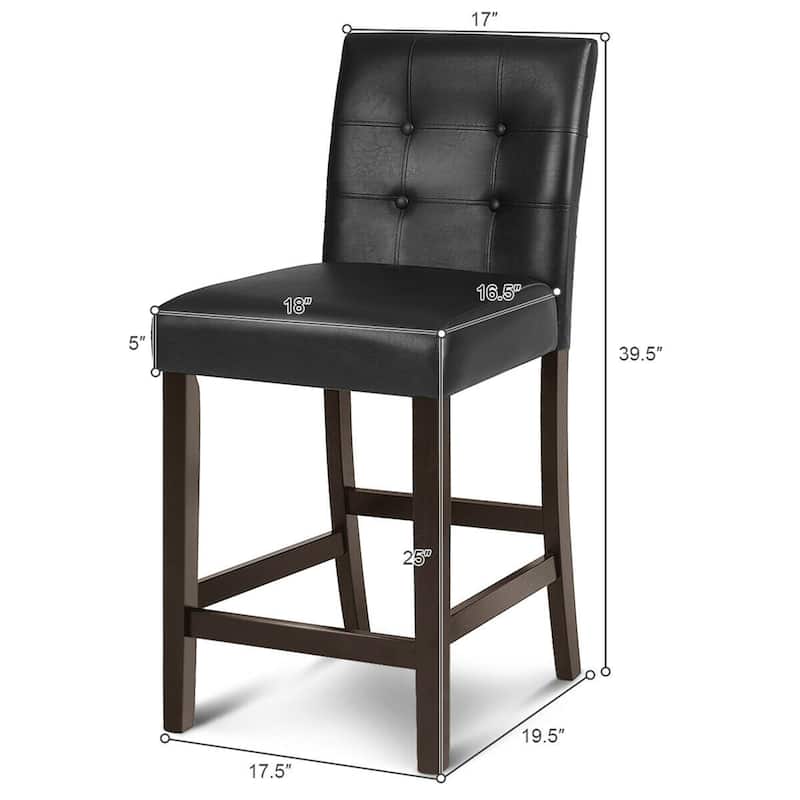 Gymax Set of 2 Bar Stools 25inch Counter Height Barstool Pub Chair - See Details