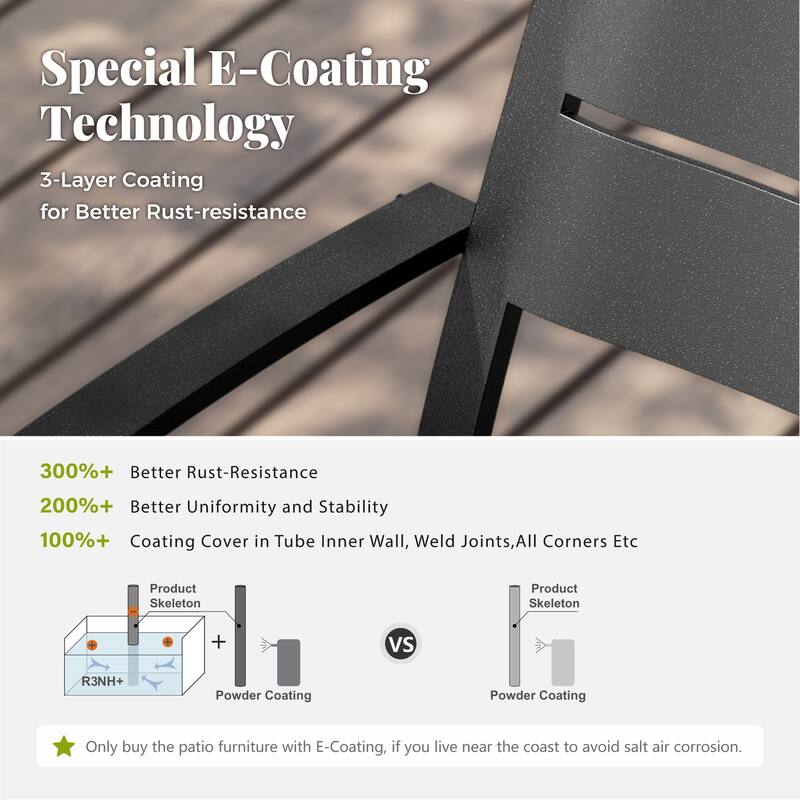 MAISON ARTS 8-Piece Outdoor Dining Set with 13ft Umbrella, Metal Rectangle Table & 6 Stackable Chairs