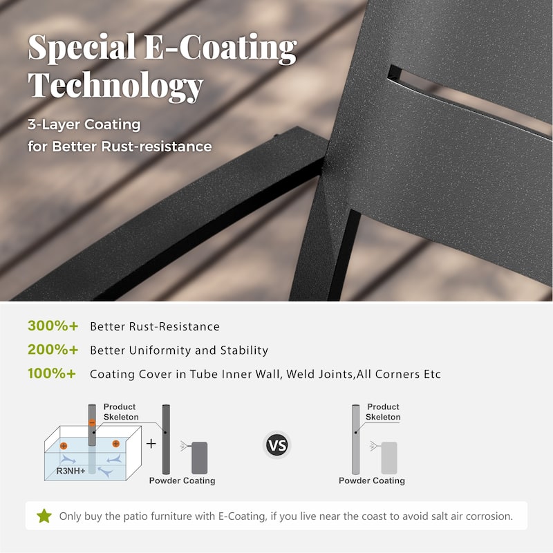 MAISON ARTS 9 Pieces Outdoor Patio Dining Set for 8, Metal Steel Table with Umbrella Hole & Stackable Chairs