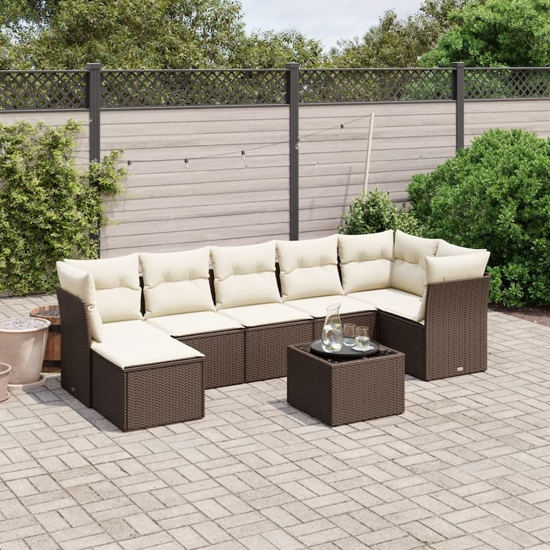 vidaXL Garden Sofa Set Beige/Black/Brown/Grey