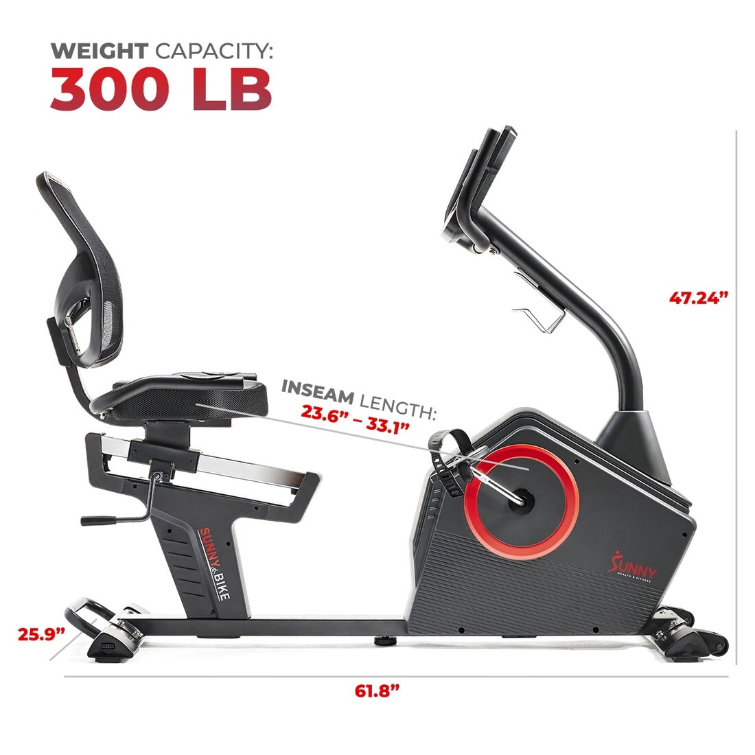Sunny Health Fitness Premium Magnetic Resistance Smart Recumbent Bike With Exclusive Sunnyfit App Enhanced Bluetooth Connectivity Sf Rb4850smart