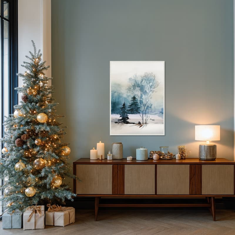 Dusty Blue II by Isabelle Z Framed Canvas Wall Art Print - Sylvie Beaded White