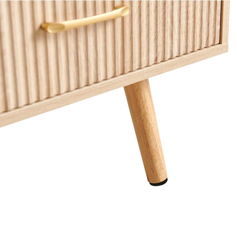 Modern Rectangular Coffee Table with Sliding Drawers and Storage Space, for Living Room, Natural Wood Color