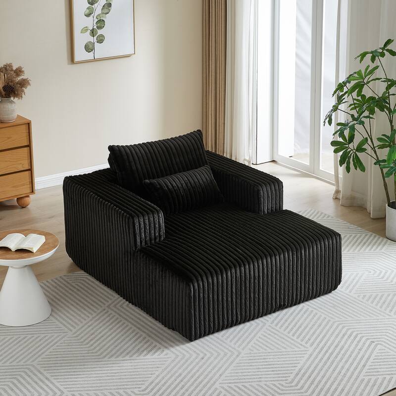 Oversized Corduroy Lounge Chair with Pillow Support - Sofa, Sleeper Couch, Chaise, Ottoman Bench