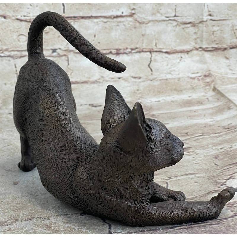 Signed Original Siamese Imitative Cat Bronze Sculpture Figurine Figure Home Decor Hot Cast