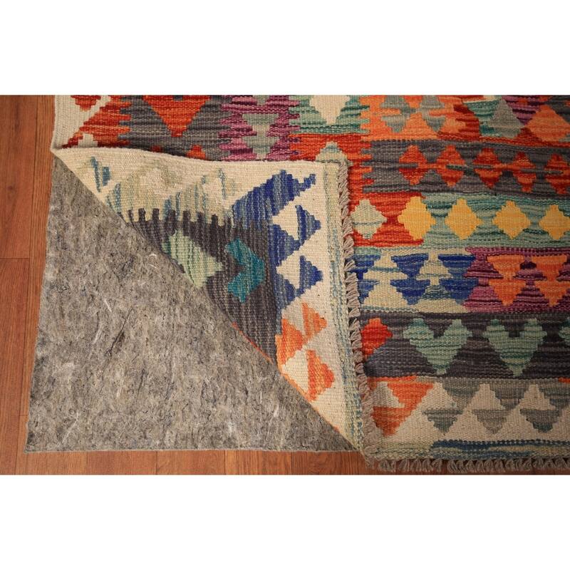 Kilim Area Rug Hand-Woven Living Room Wool Carpet - 8'0" x 11'5"