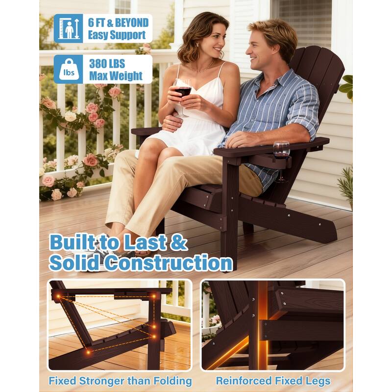 WINSOON All Weather HIPS Outdoor Plastic Adirondack Chairs Set of 2