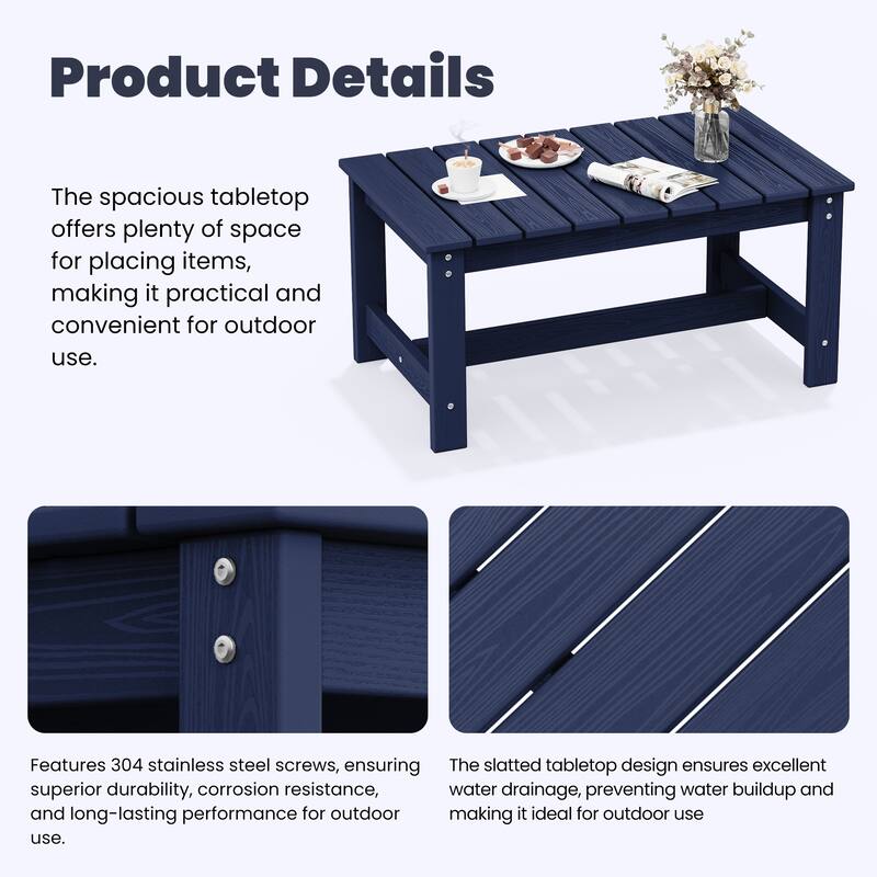Outdoor Patio HDPE Rectangle Coffee Table