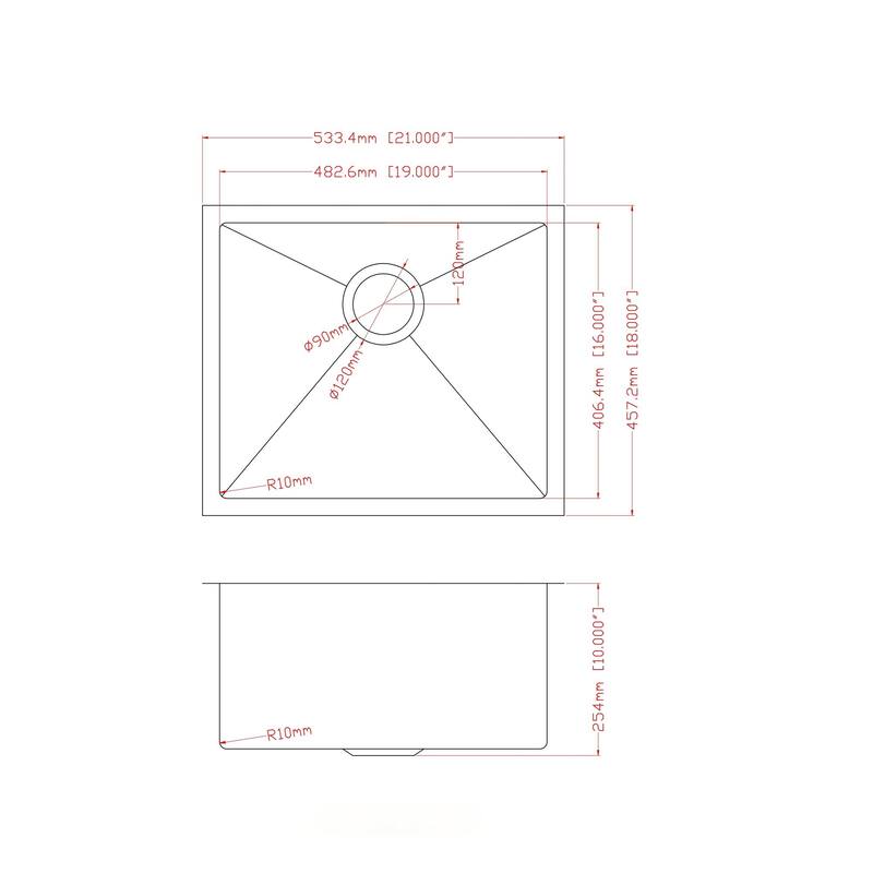 Undermount Single Bowl 16 Gauge Stainless Steel Kitchen Sink